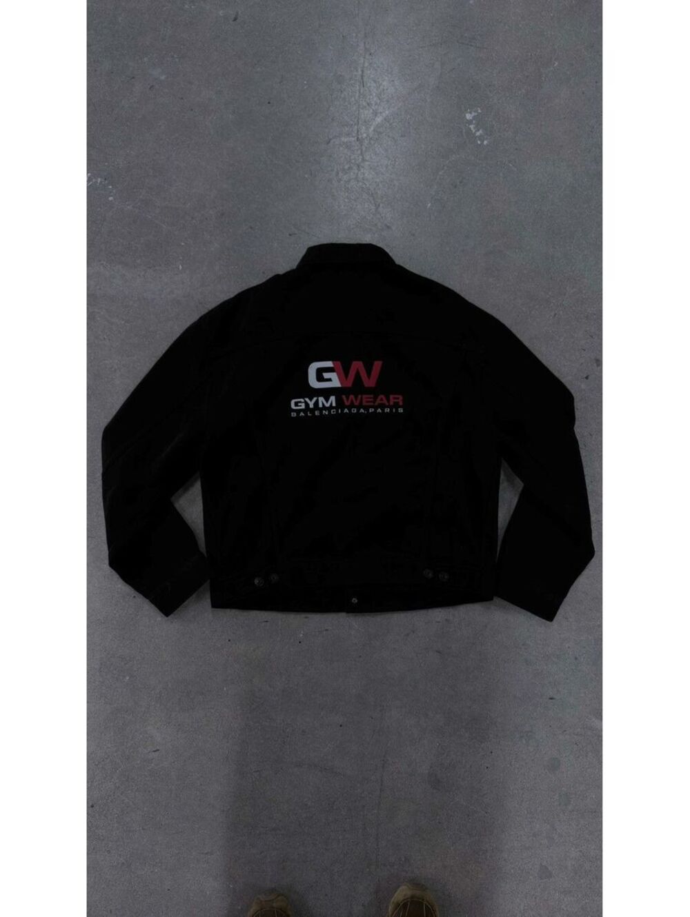 Balenciaga Gym Wear Embroidered Denim Jacket Black Size 46 Archival